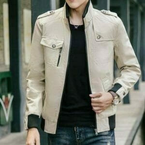 Mens Military Style Stand Collar Jacket