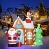 7ft Christmas Inflatable Decorations Gingerbread House with Santa Claus
