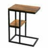 Iron Framed Mango Wood Accent Table with Lower Shelf Brown